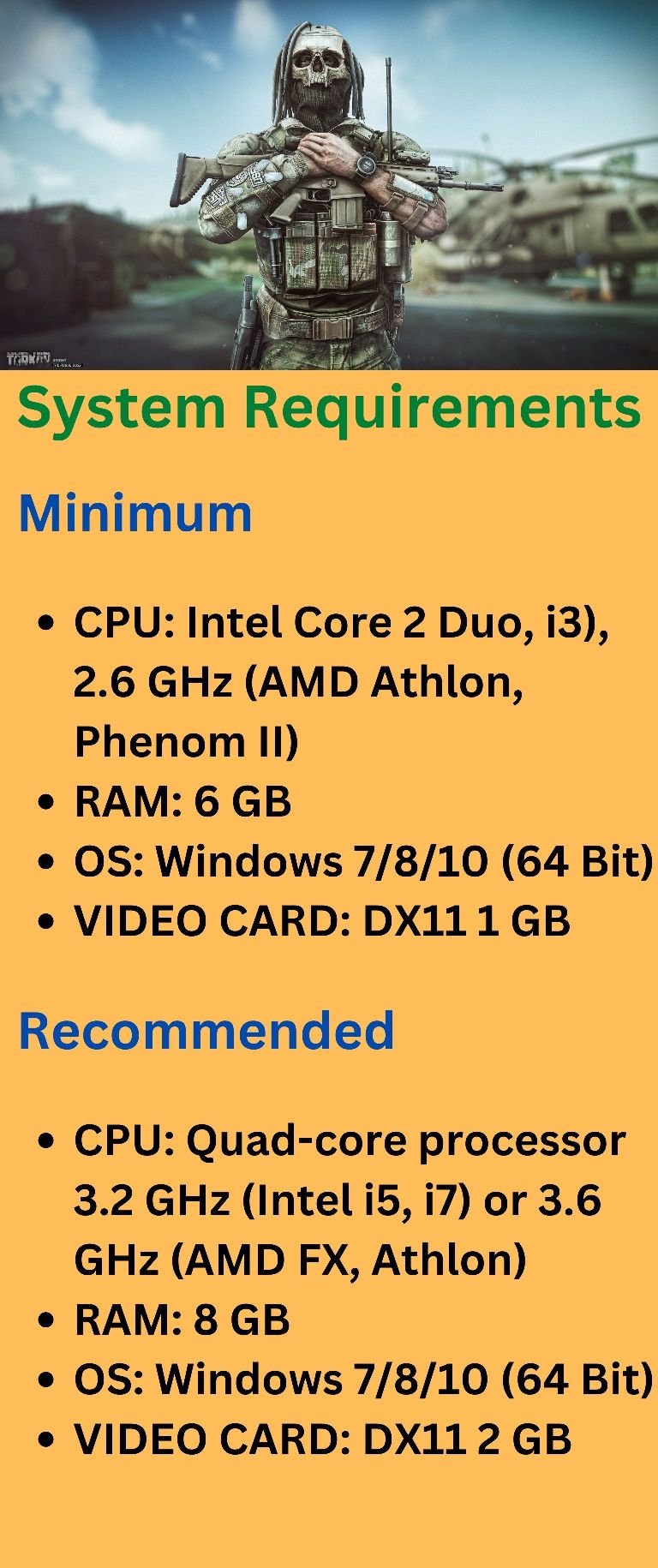 Escape From Tarkov System Requirements UBG
