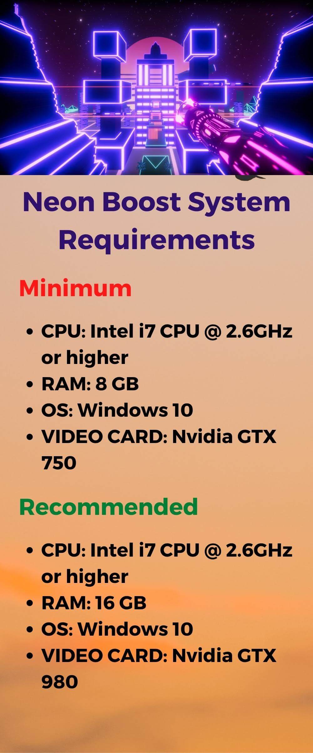 Neon Boost System Requirements