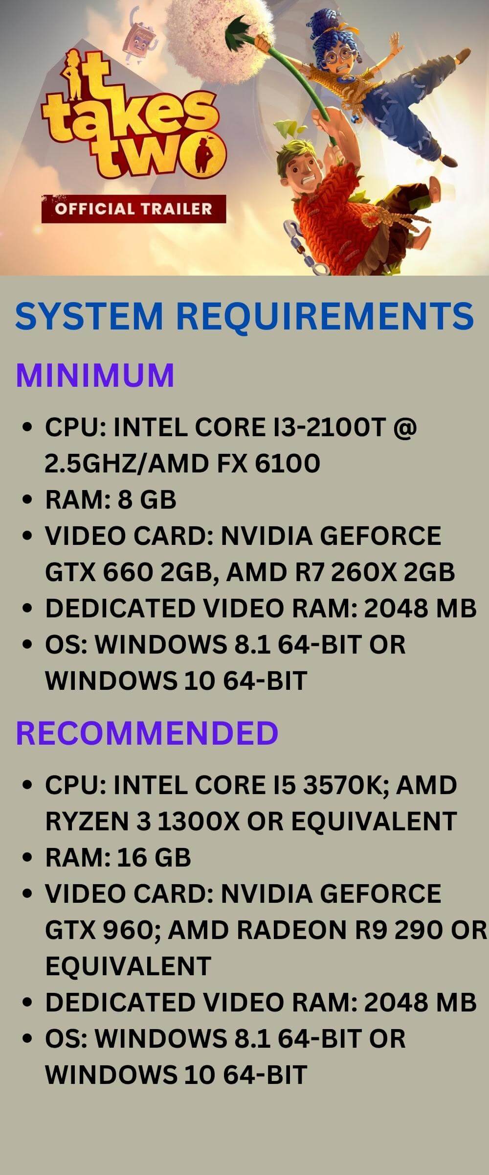 It Takes Two System Requirements
